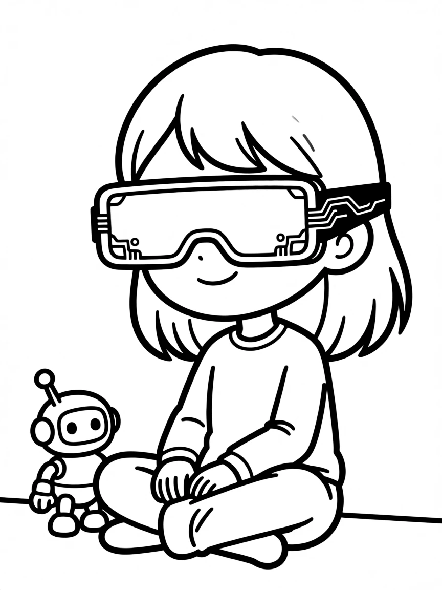 (future) A girl with futuristic glasses that act as a computer.