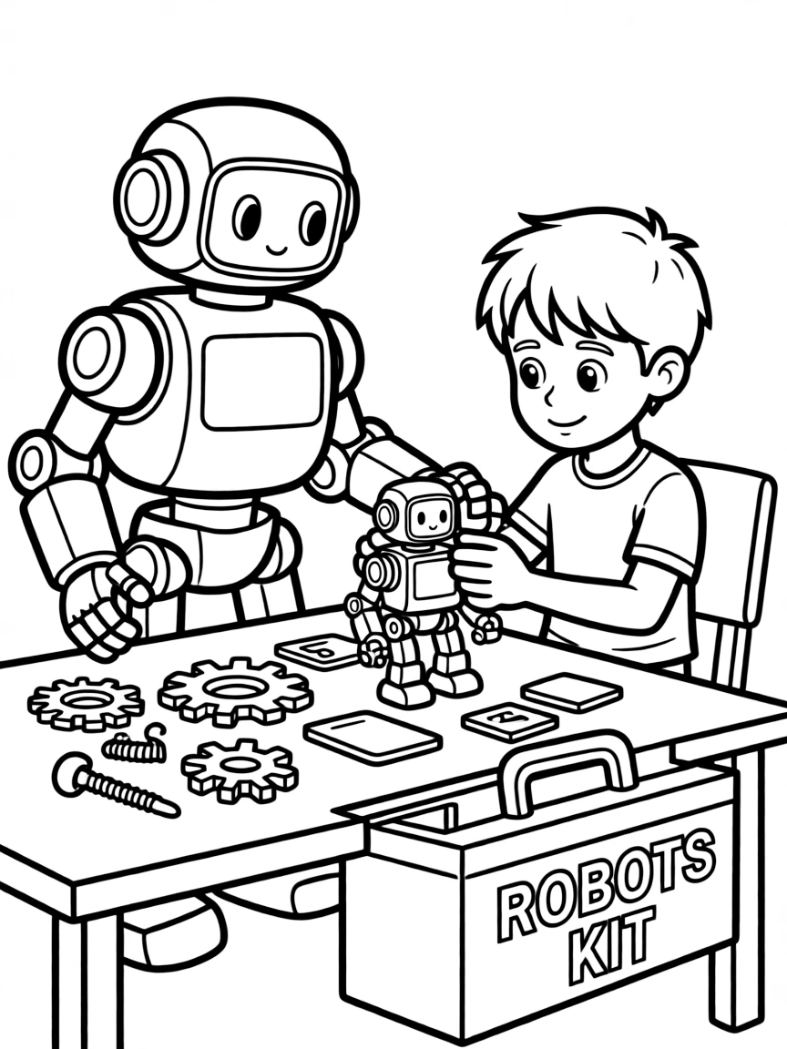 (future) A robot helping a child build a robot.