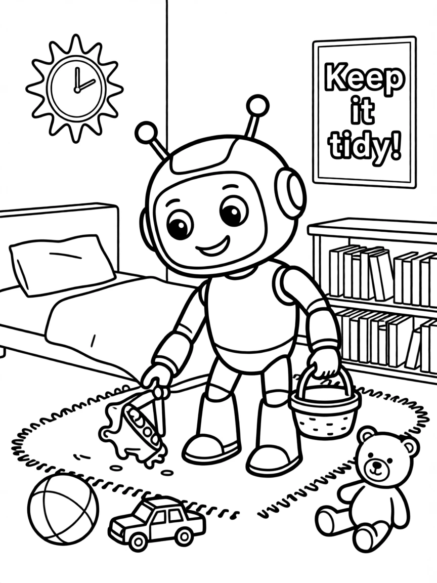 (future) A robot tidying up a room.