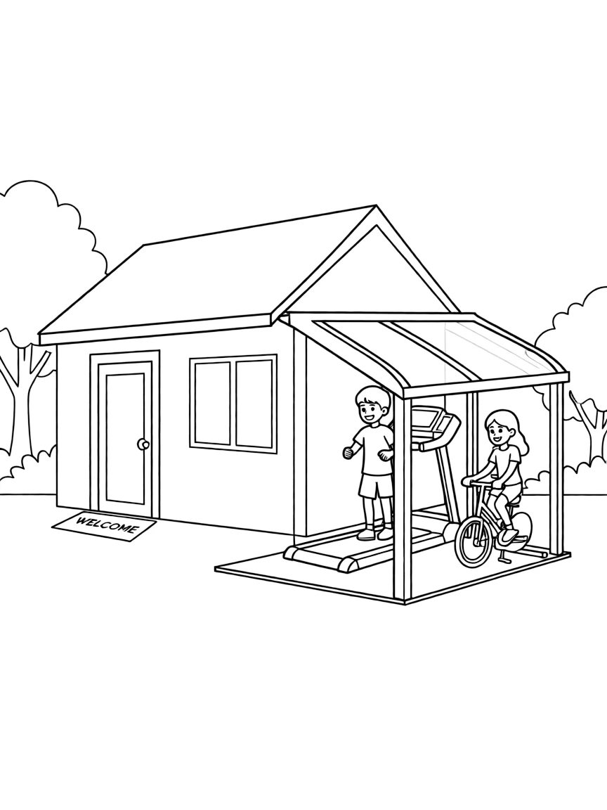 (future) A house with a built-in exercise area.