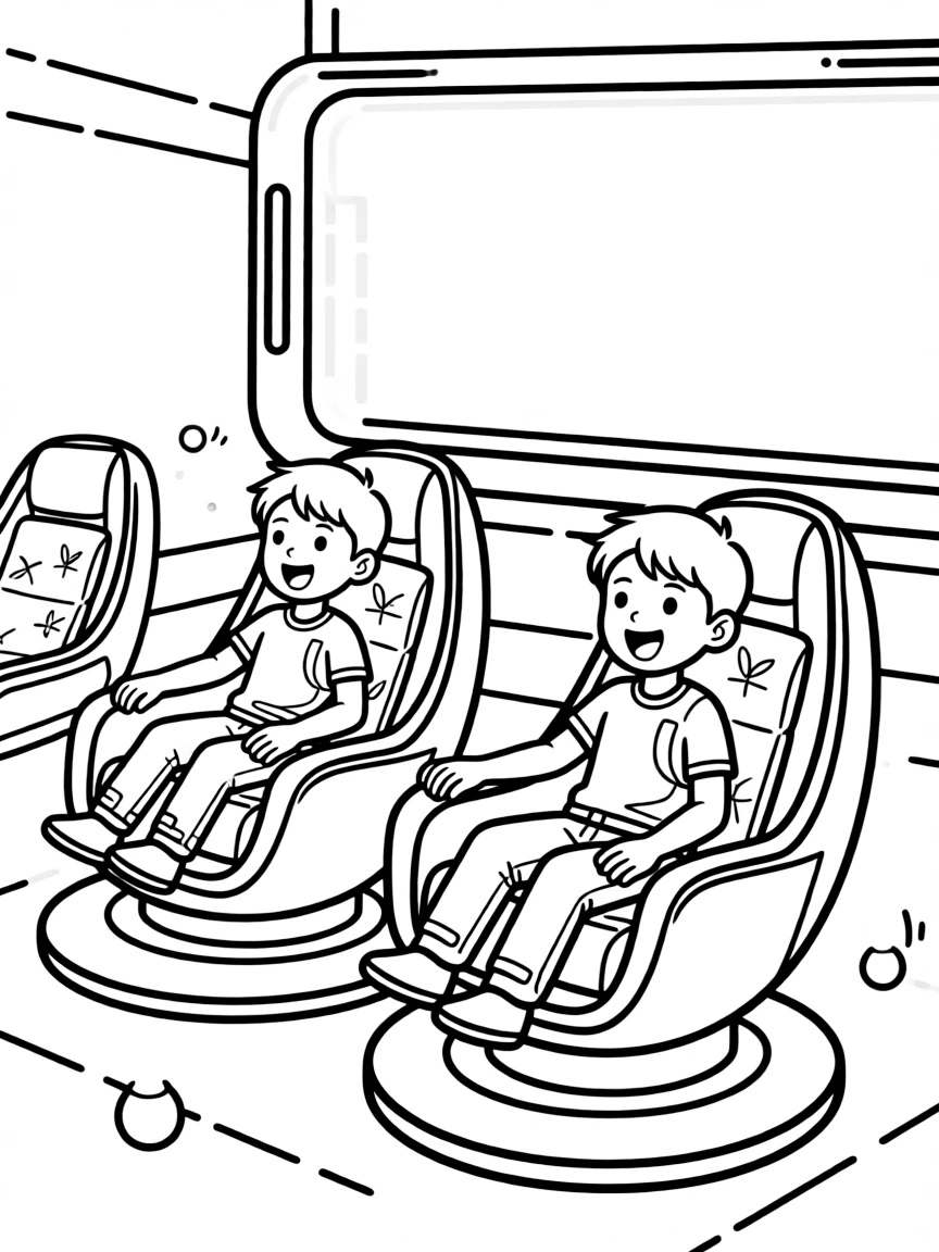 (future) A futuristic cinema with flying seats.