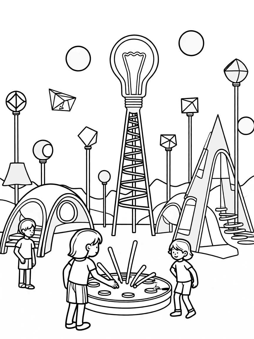 (future) A futuristic playground with interactive light displays.