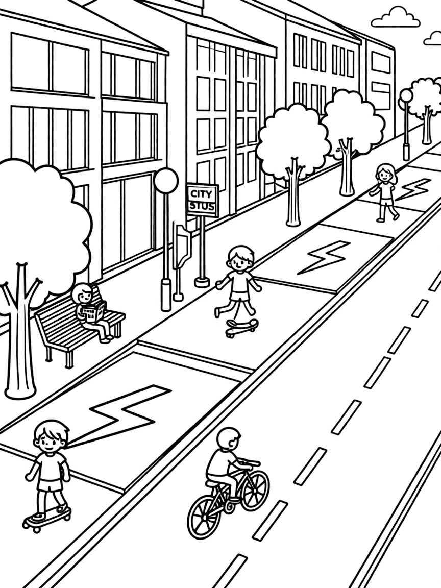 (future) A city with energy-generating sidewalks.