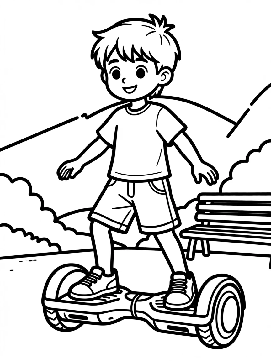 (future) A child riding a personal hoverboard.