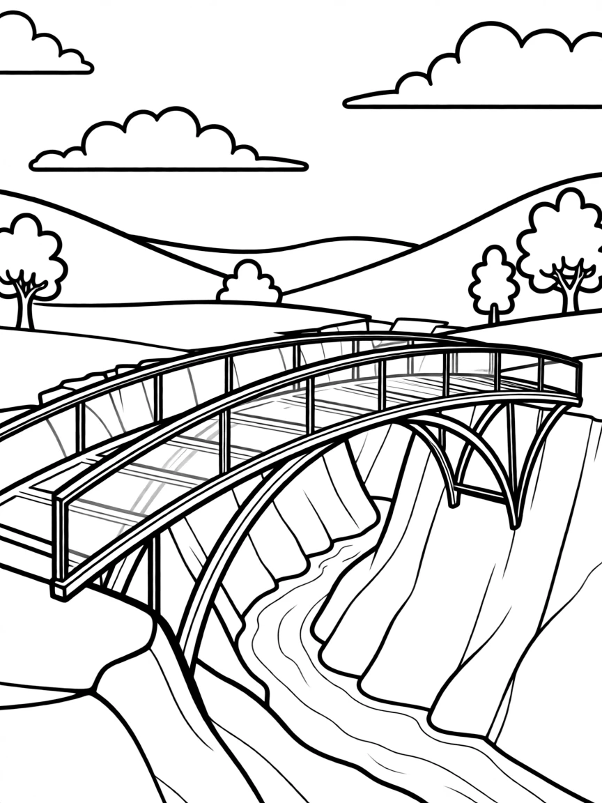 (future) A transparent bridge over a valley.