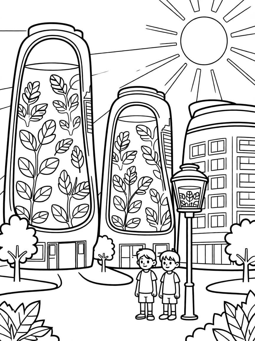 (future) A city with buildings powered by algae.