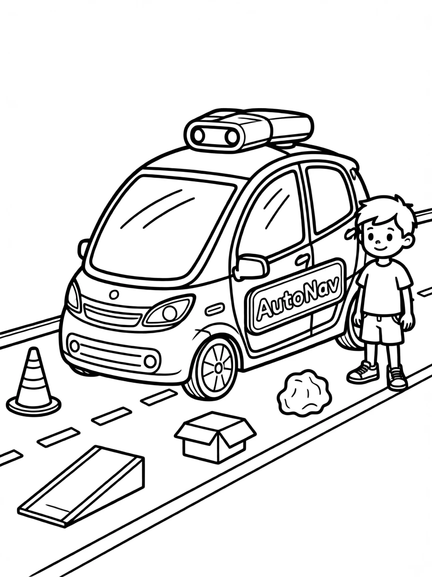 (future) A car that can drive itself and navigate obstacles.