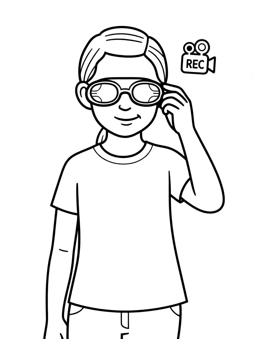 (future) A girl with futuristic contact lenses that record video.