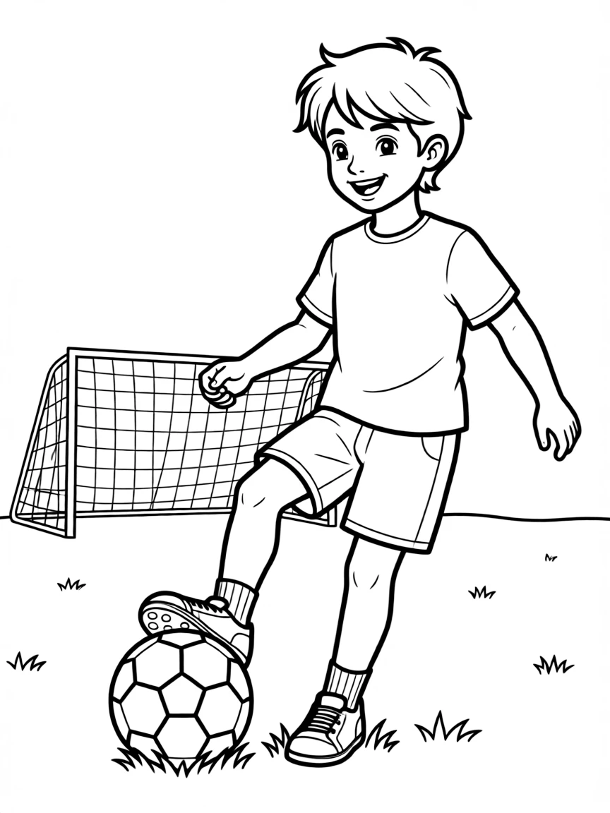 (sports) A child playing soccer