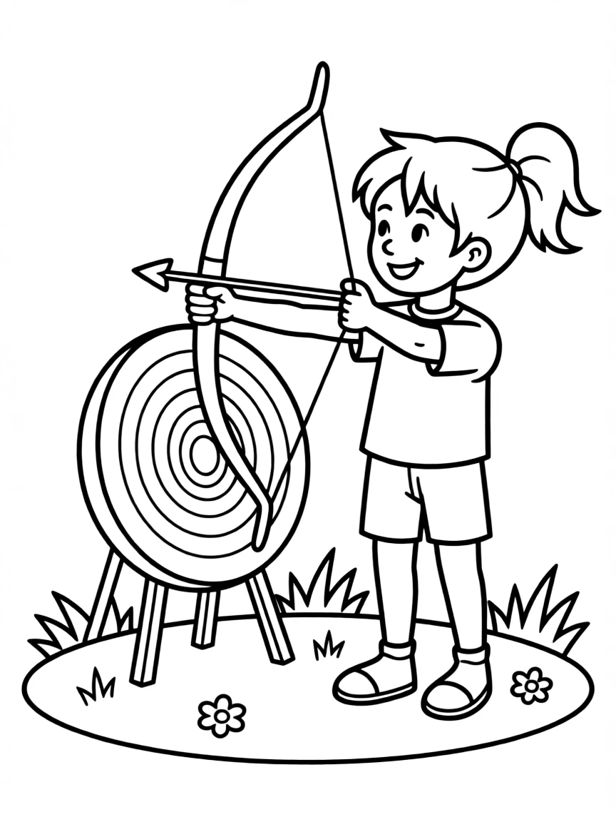 (sports) A child doing archery