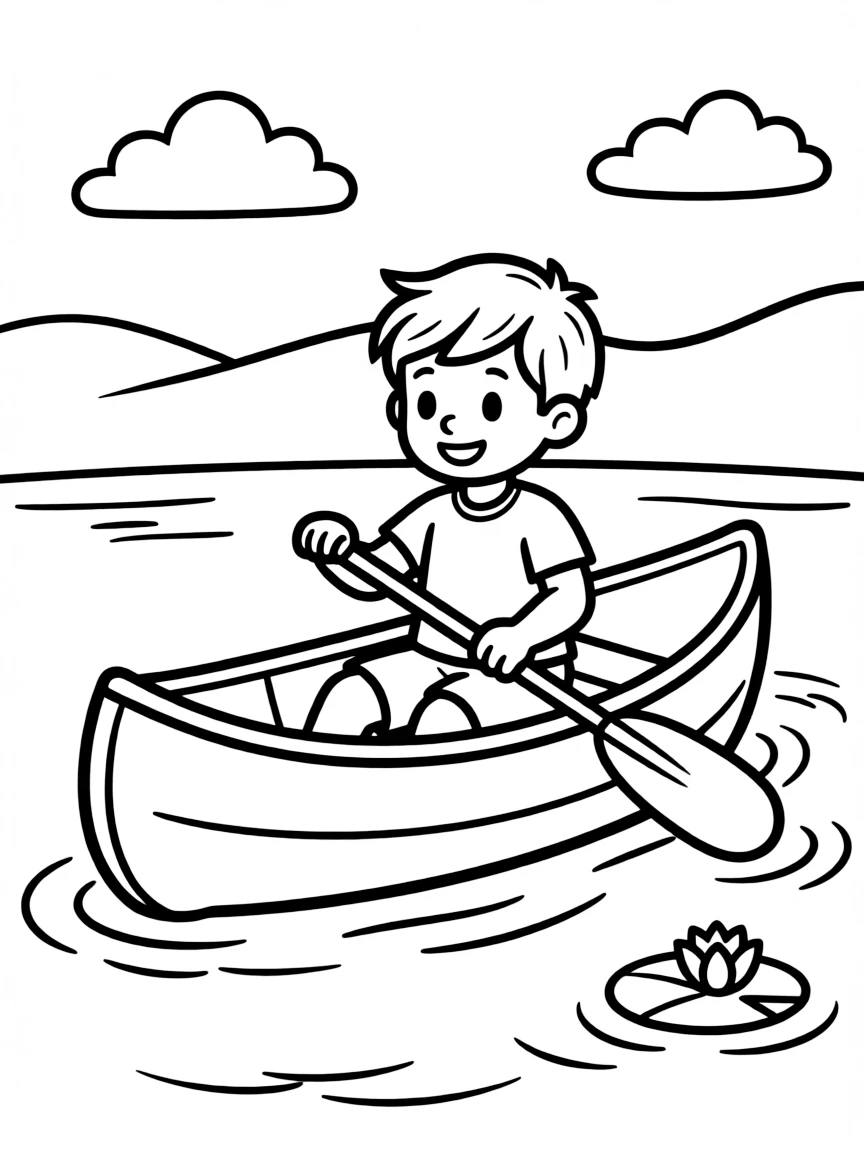 (sports) A child canoeing