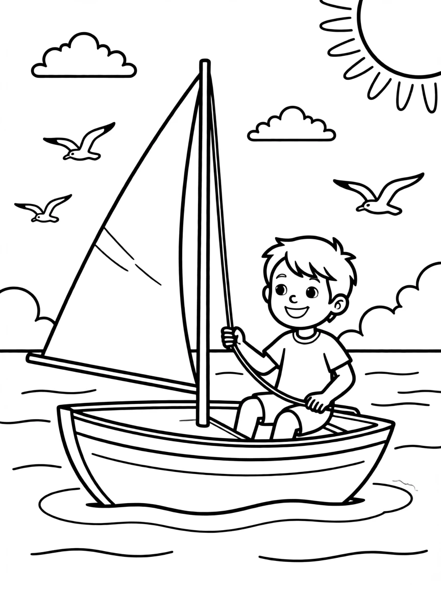 (sports) A child sailing