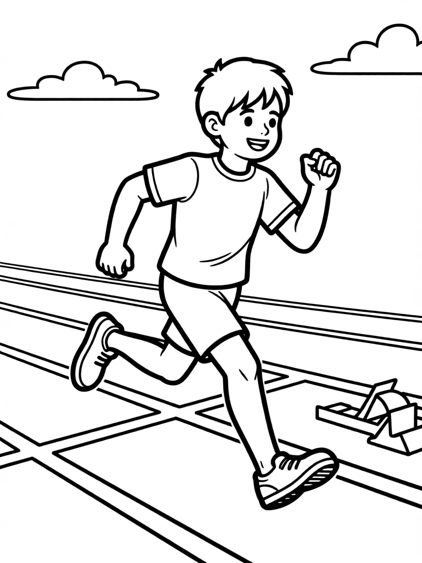 (sports) A child doing track and field