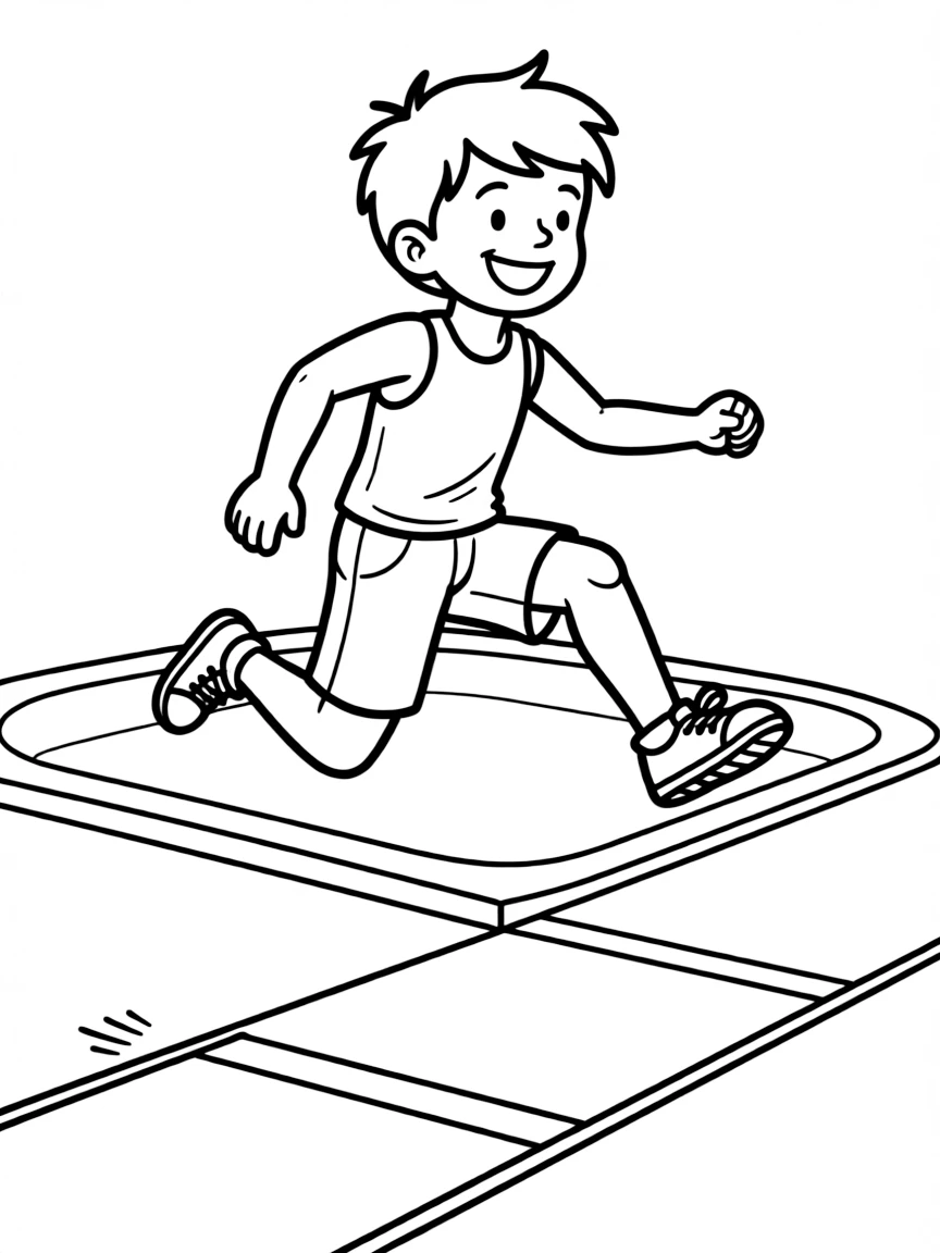 (sports) A child long jumping