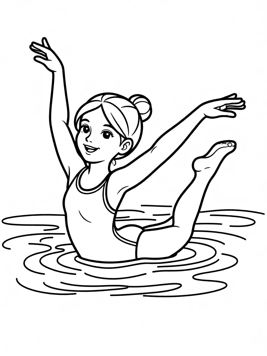 (sports) A child synchronized swimming