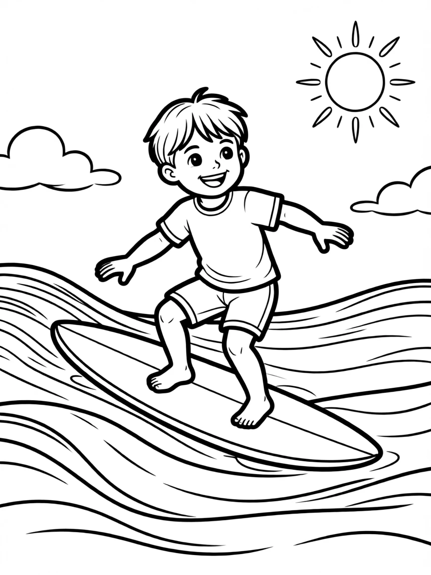 (sports) A child doing surfing