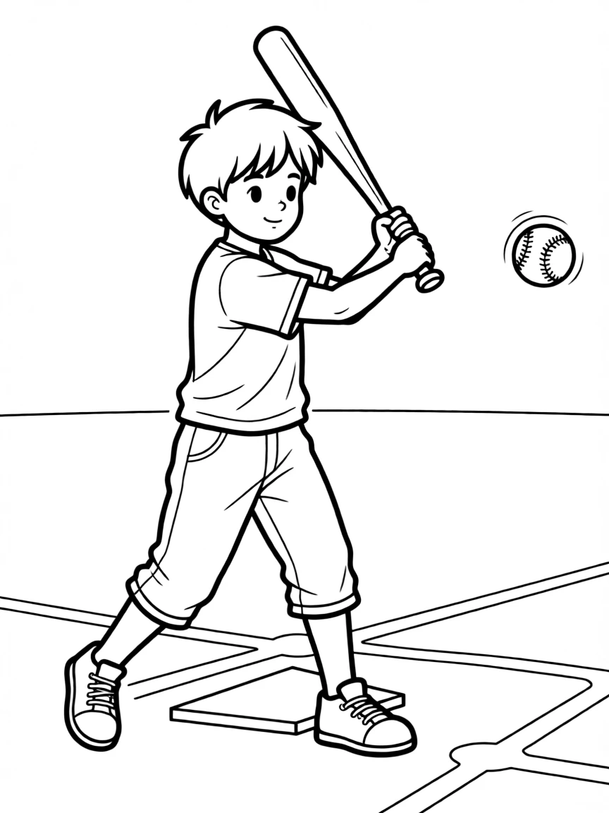 (sports) A child playing baseball