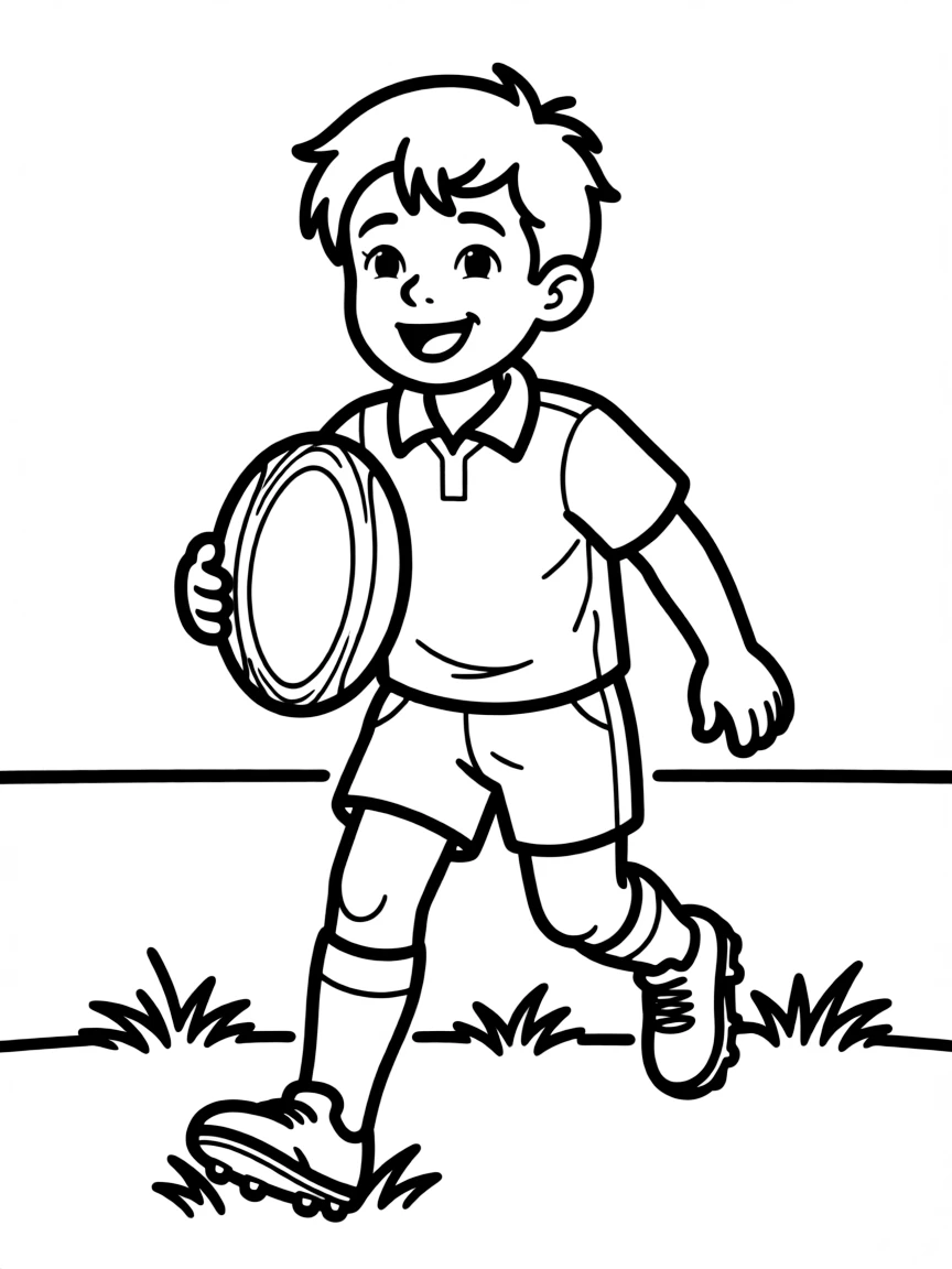 (sports) A child playing rugby