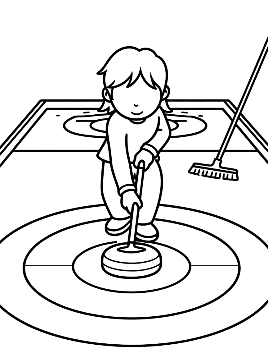 (sports) A child playing curling