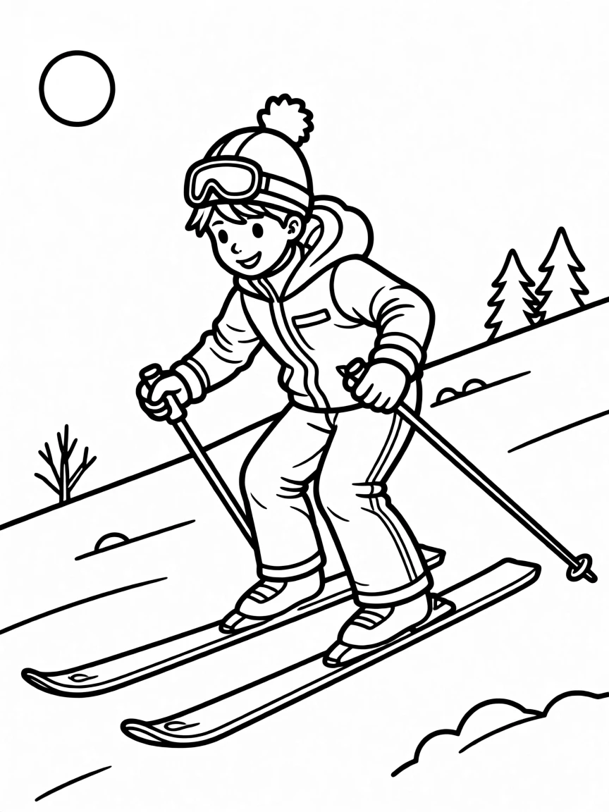 (sports) A child doing alpine skiing