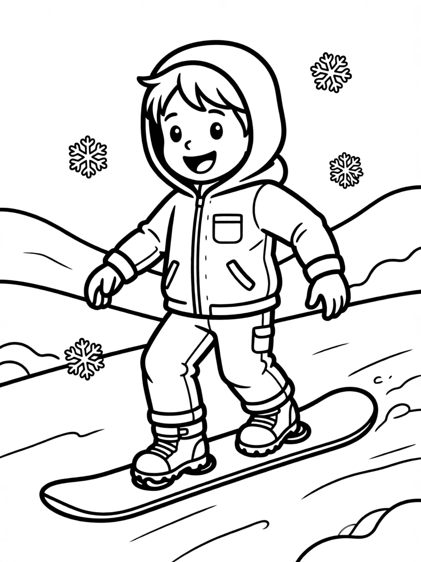 (sports) A child doing snowboarding