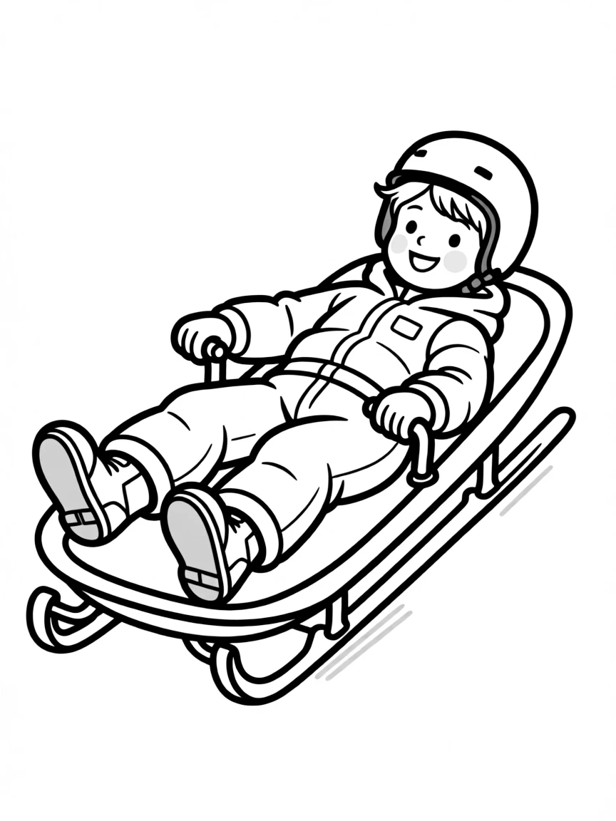 (sports) A child doing luge