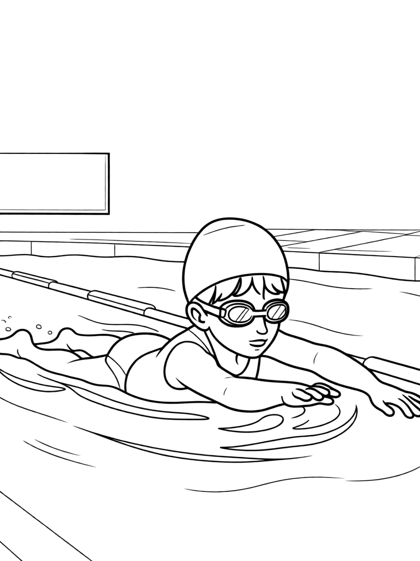 (sports) A child swimming the crawl