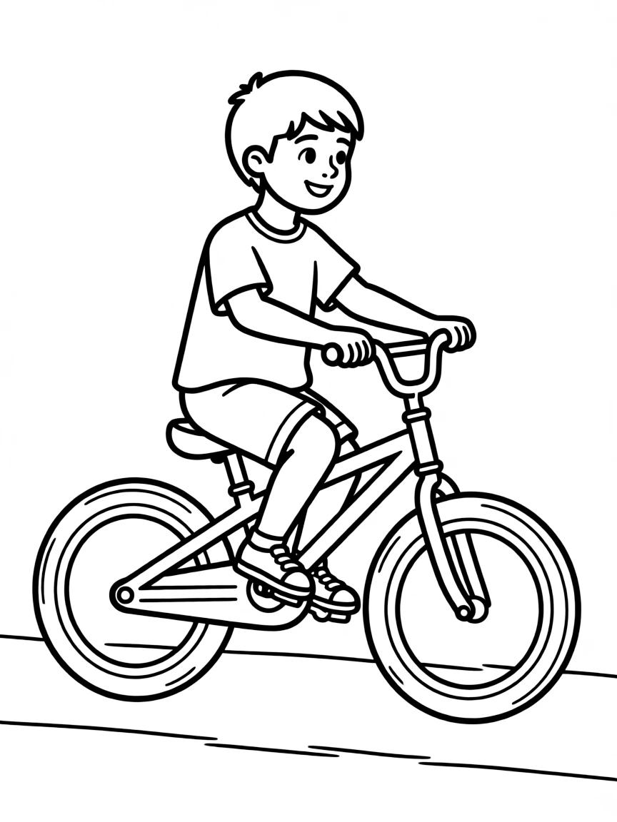 (sports) A child riding a bicycle