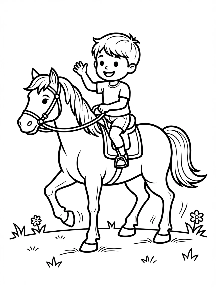(sports) A child riding a horse