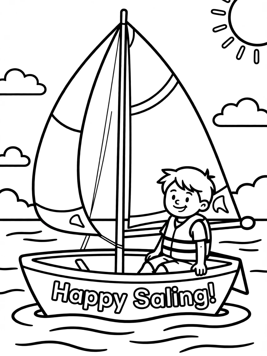 (sports) A child sailing a boat