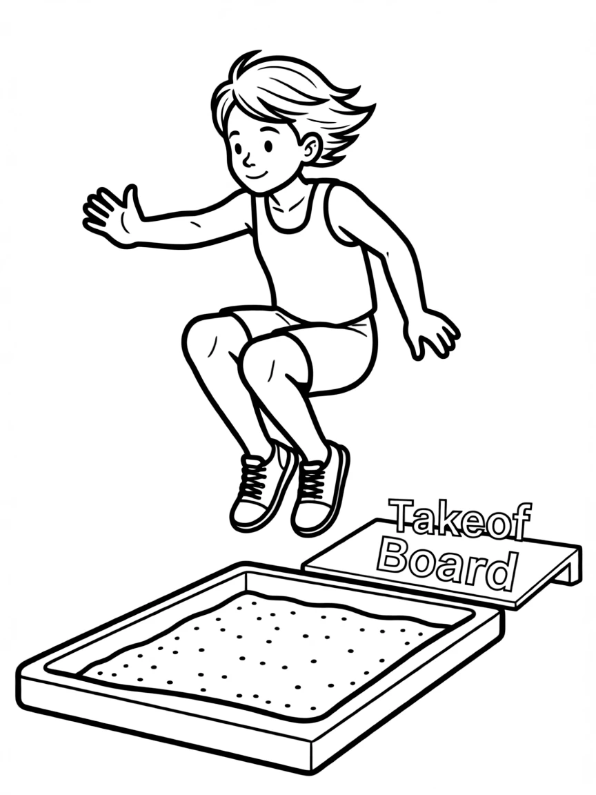 (sports) A child long jumping into sand