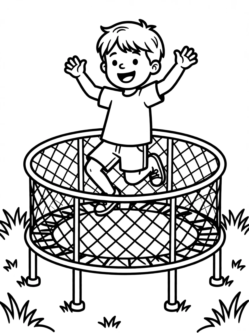 (sports) A child bouncing on a trampoline