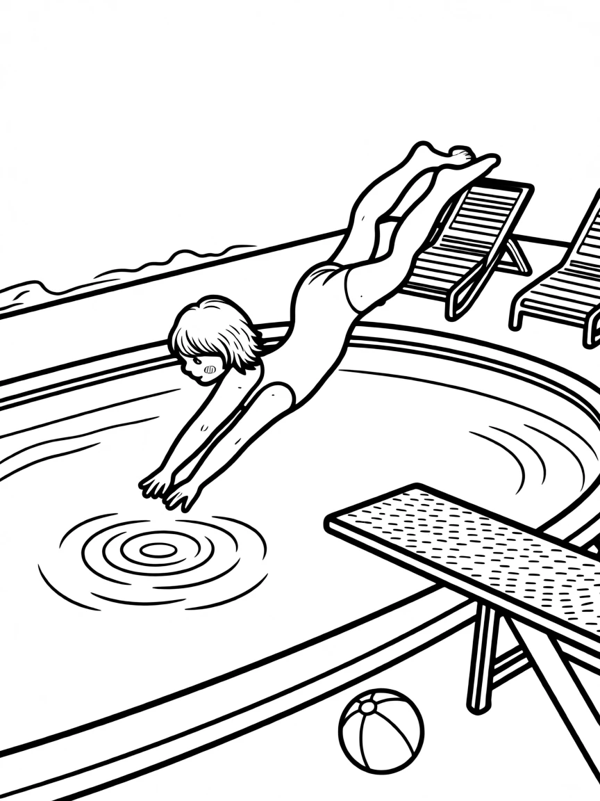 (sports) A child diving into water