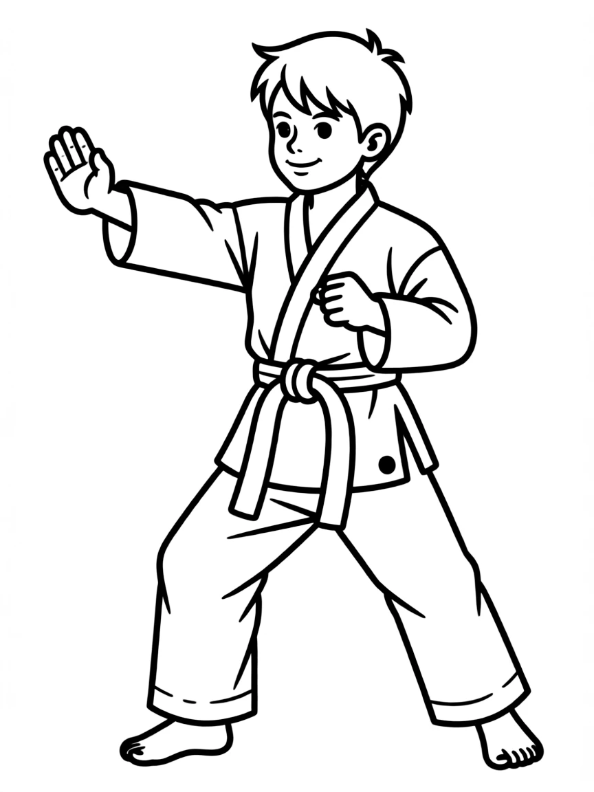 (sports) A child doing a karate chop