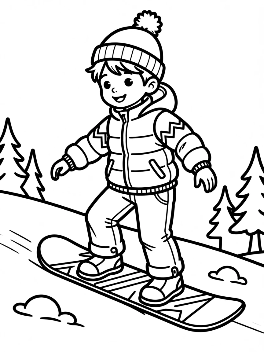 (sports) A child snowboarding