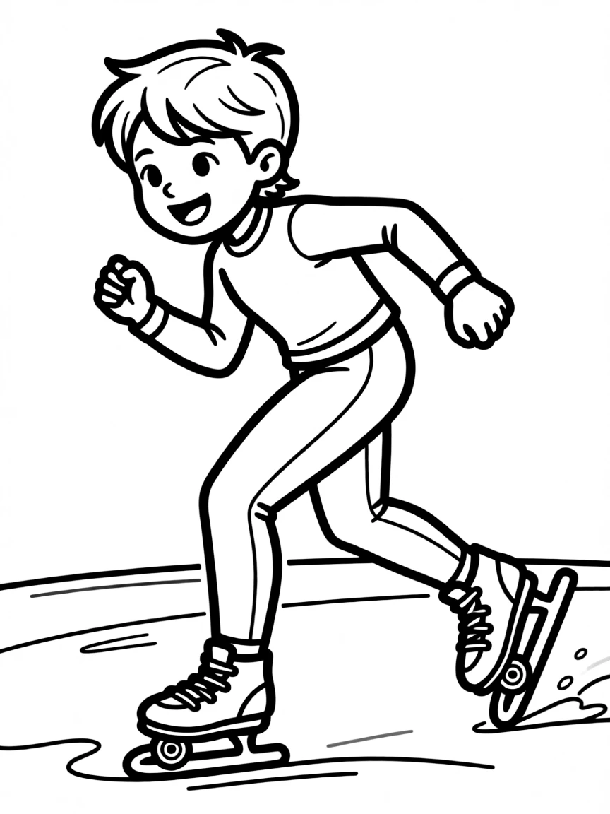 (sports) A child speed skating