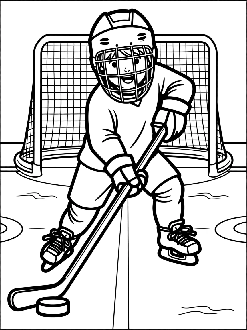 (sports) A child playing ice hockey