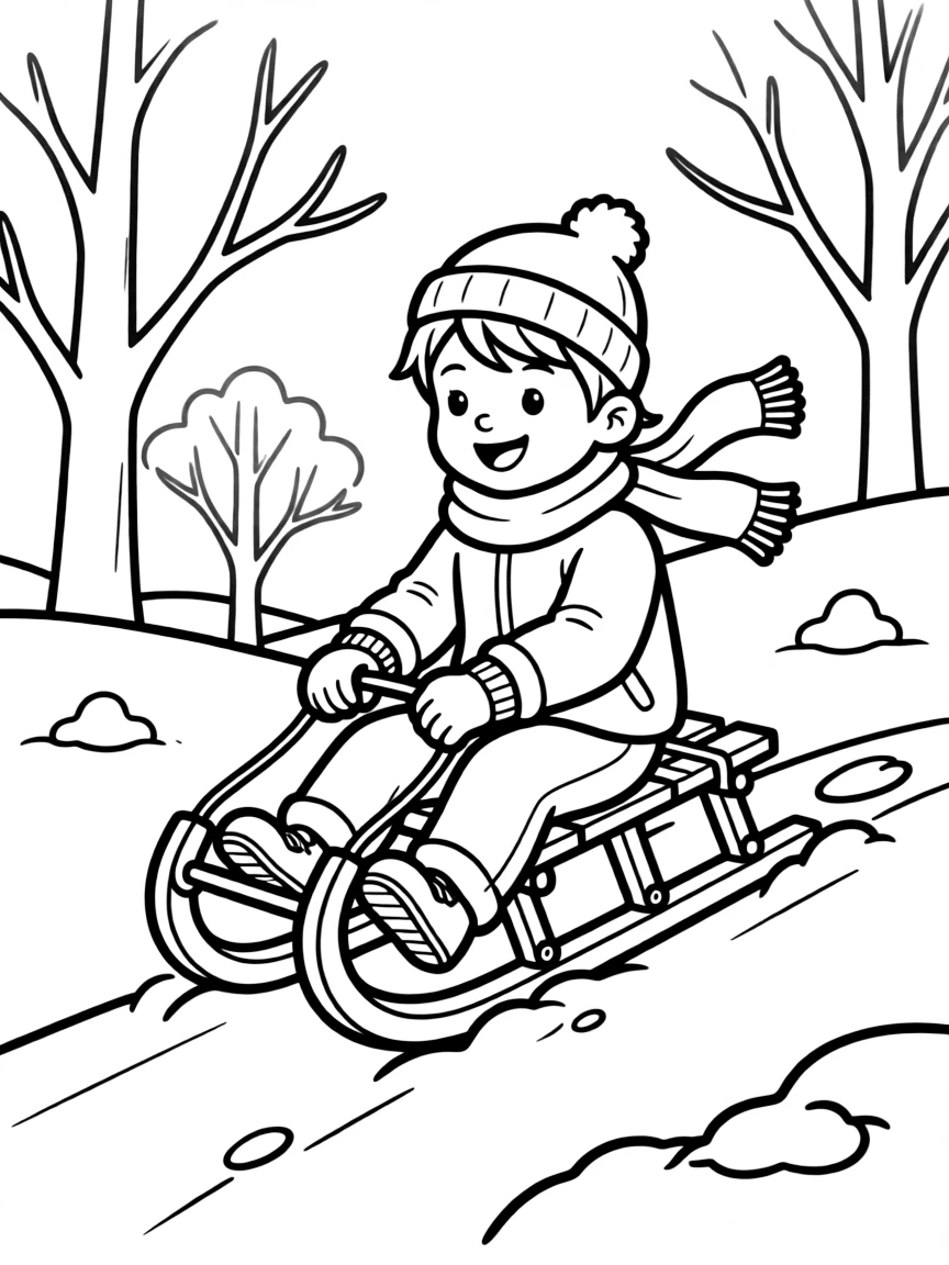 (sports) A child on a skeleton sled