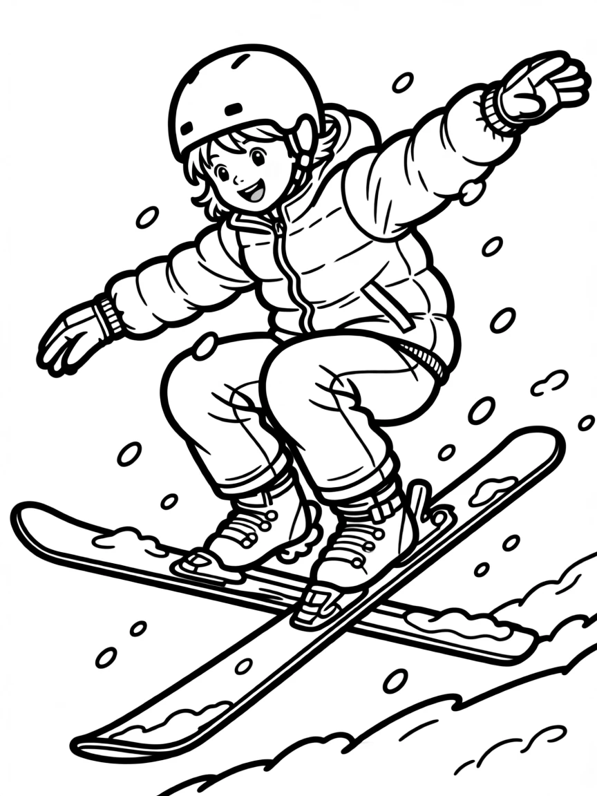 (sports) A child doing a freestyle ski trick
