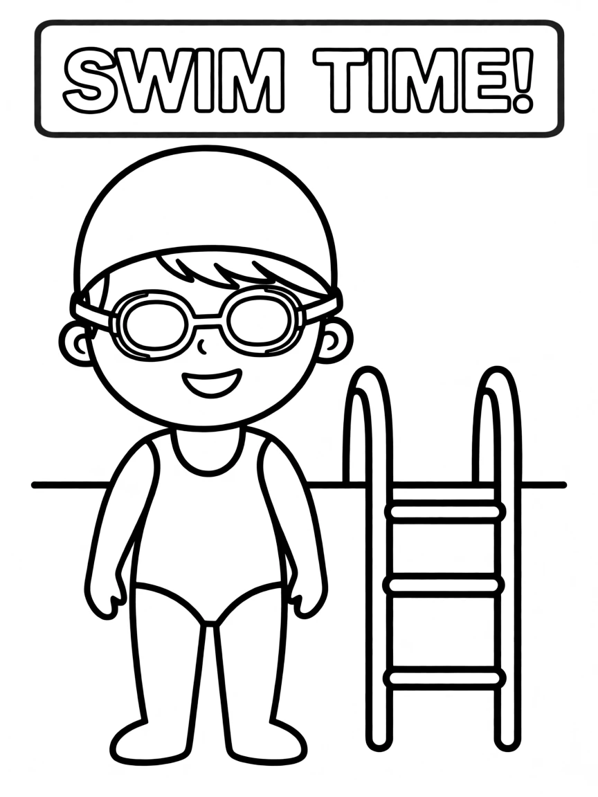 (sports) A child swim cap and goggles