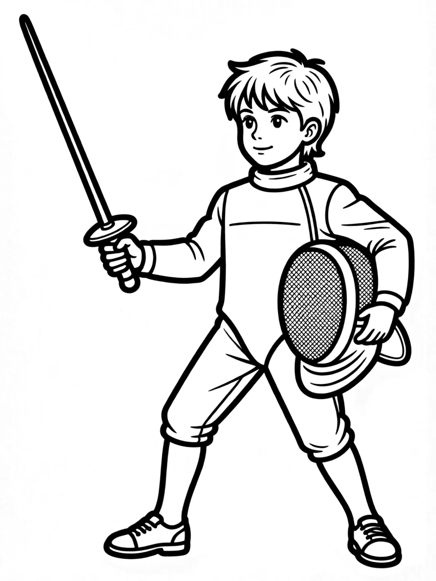 (sports) A child fencing mask and sword