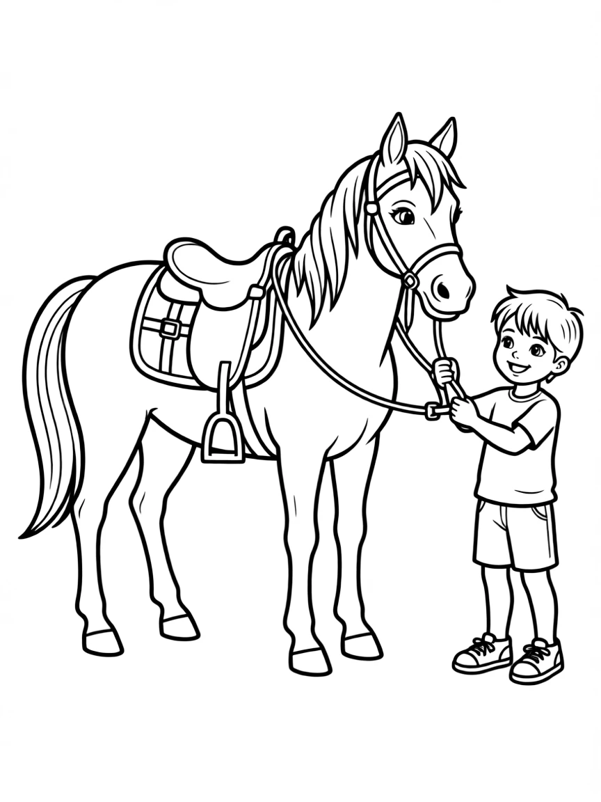 (sports) A child horse with saddle