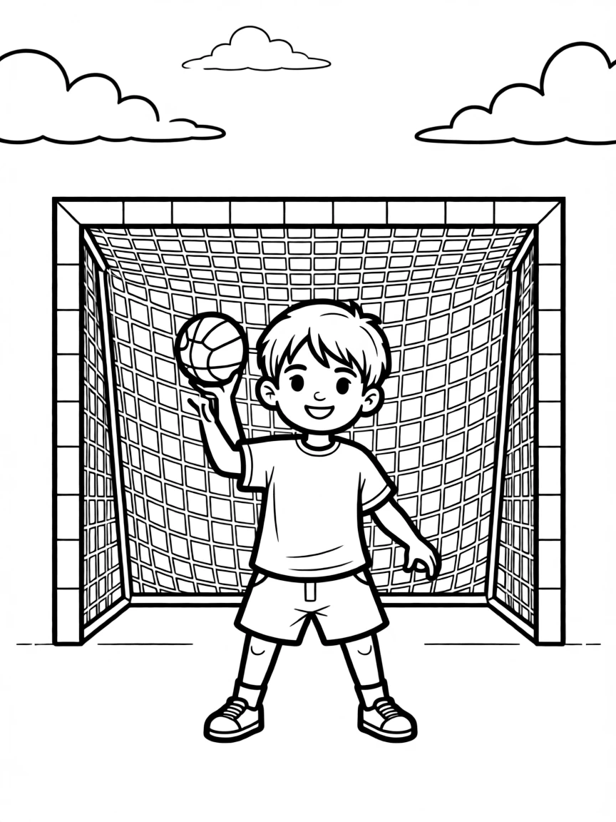 (sports) A child handball goal