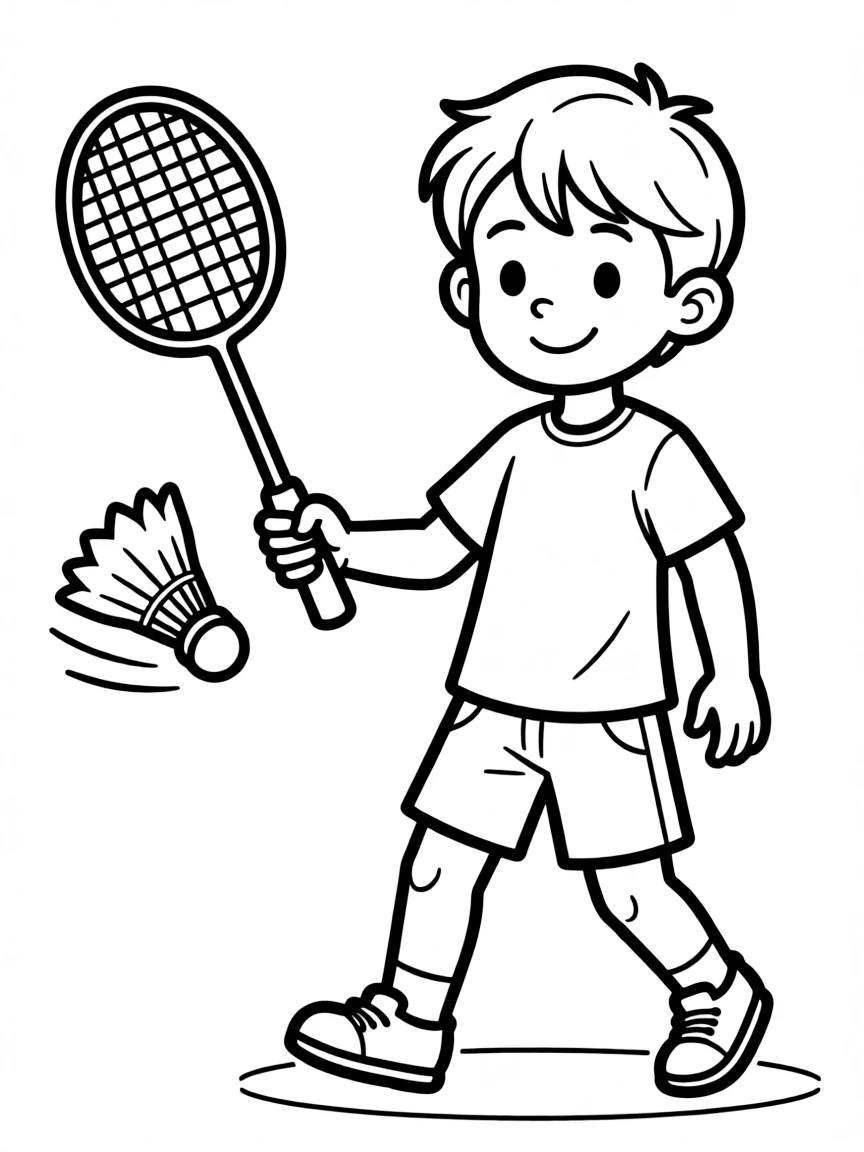 (sports) A child badminton racket and shuttlecock