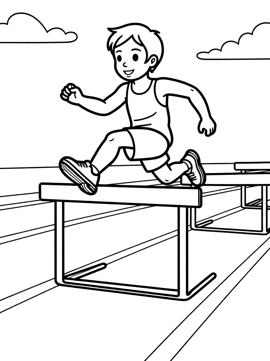 (sports) A child track with hurdles