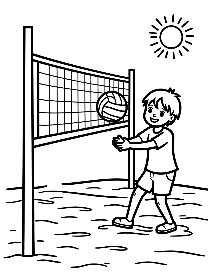 (sports) A child beach volleyball net