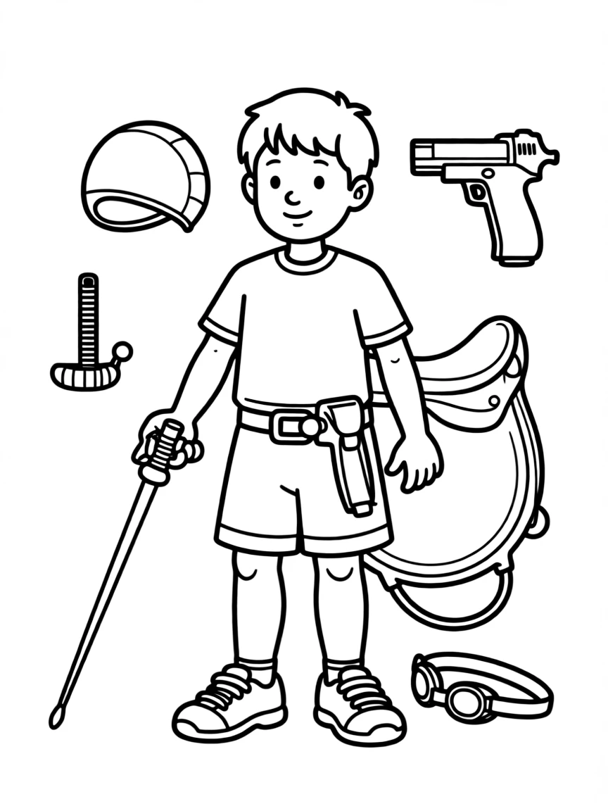 (sports) A child modern pentathlon equipment