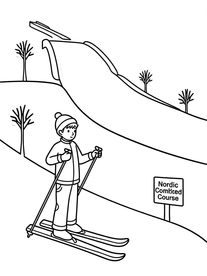 (sports) A child Nordic combined course