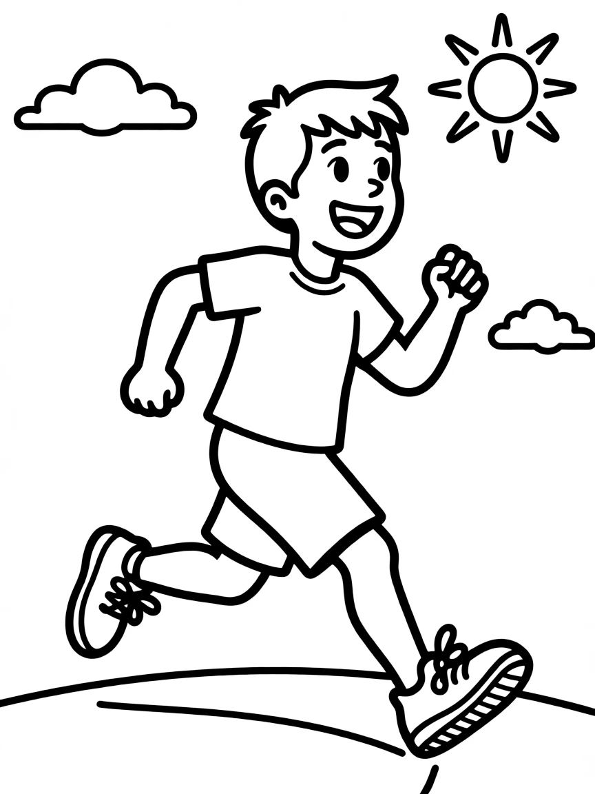 (sports) A child a joyful child running