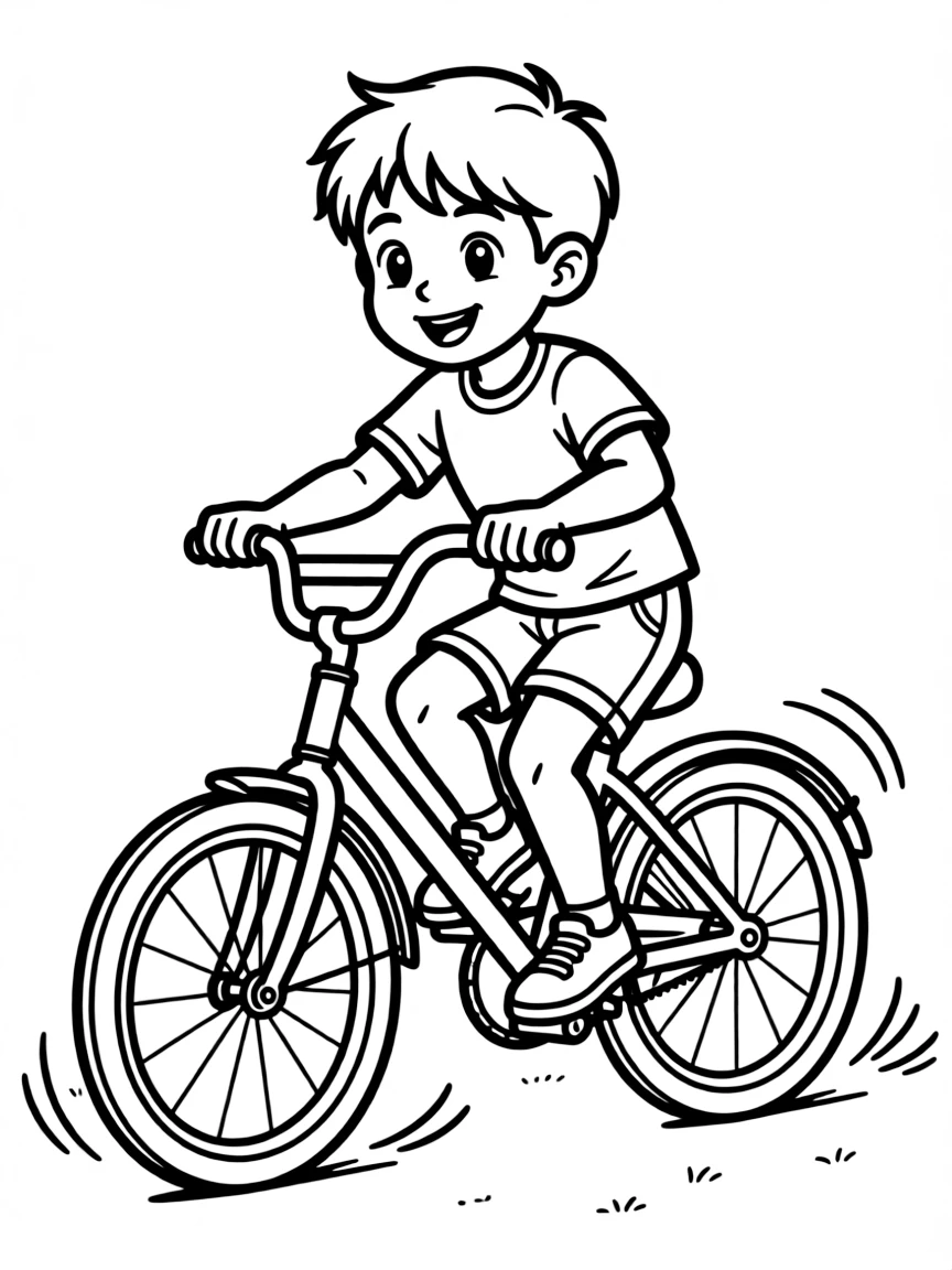 (sports) A child a fast child cycling